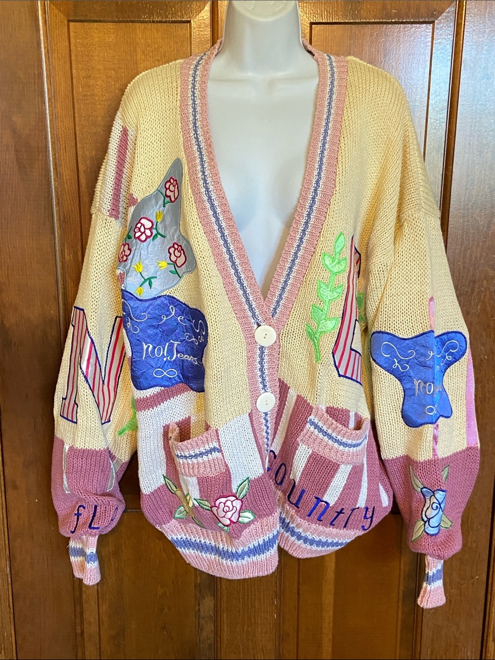 Absolutely No! Jeans Vintage Cardigan Embroidered Grandma Core Sweater OS
